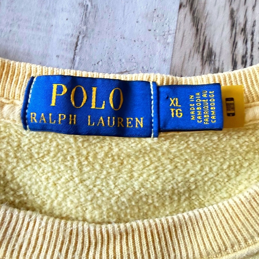 Polo Ralph Lauren Polo Bear Sweatshirt Mens XL Yellow Preppy Collegiate Casual - Picture 4 of 8